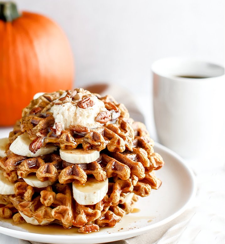 Perfect for chilly fall mornings! These savory waffles are lightly crisp on the outside, soft on the inside, and packed with the best spice flavors of the season. 
