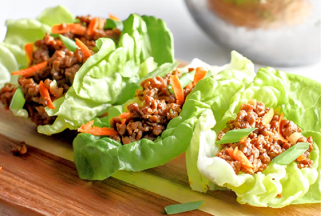 Asian Style Lettuce Wraps ~ Skip the takeout line and serving up this easy and tasty plant-based dish right in the comfort of your own home!