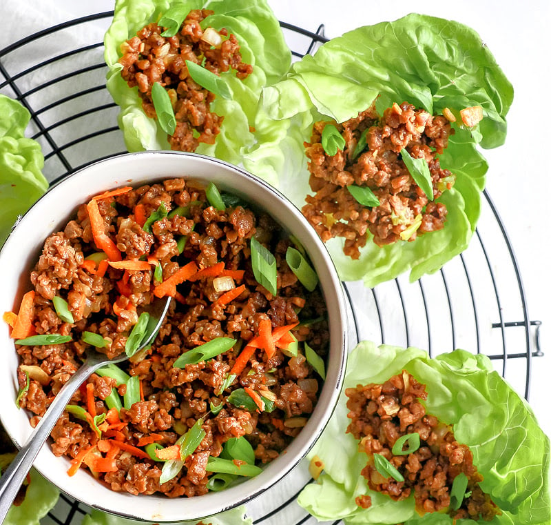 Asian Style Lettuce Wraps ~ Skip the takeout line and serving up this easy and tasty plant-based dish right in the comfort of your own home!