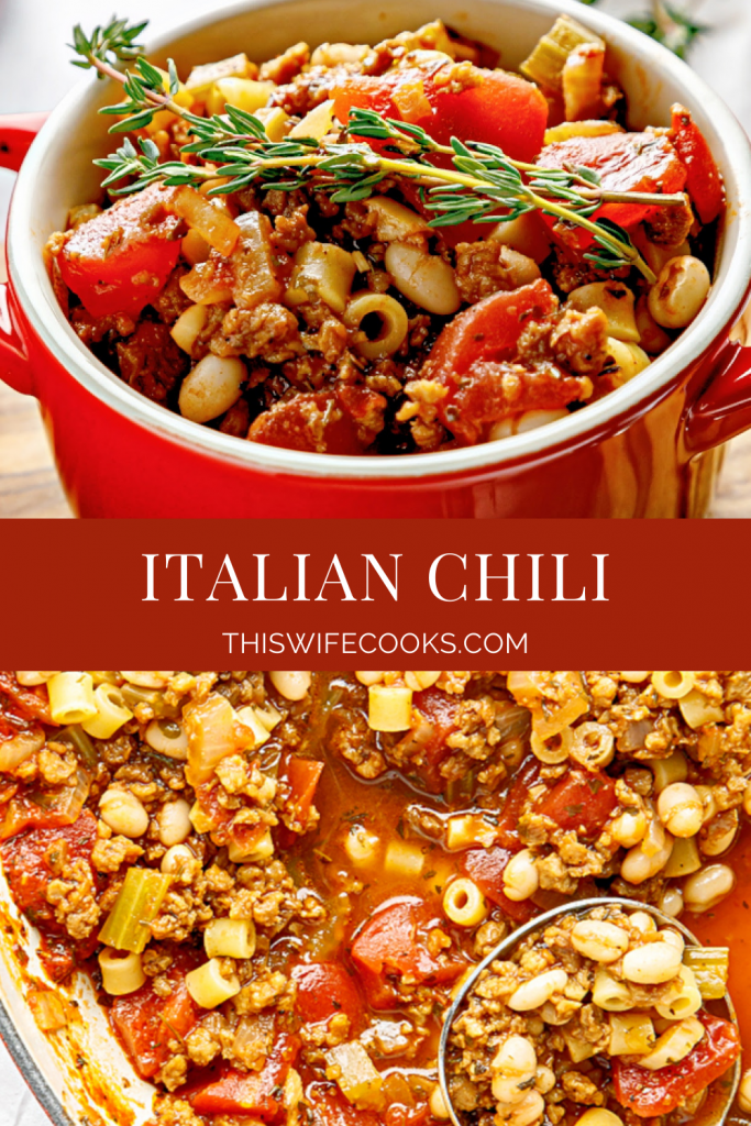 This Italian Chili recipe is hearty, comforting, and easy to make with simple ingredients and Italian seasonings.