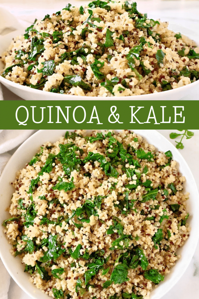 Quinoa and Kale ~ Warm kale salad featuring fluffy quinoa seasoned with zesty Creole spices.