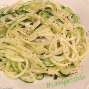 Zucchini Olio - A delicious low carb of a pasta classic! | thiswifecooks.com