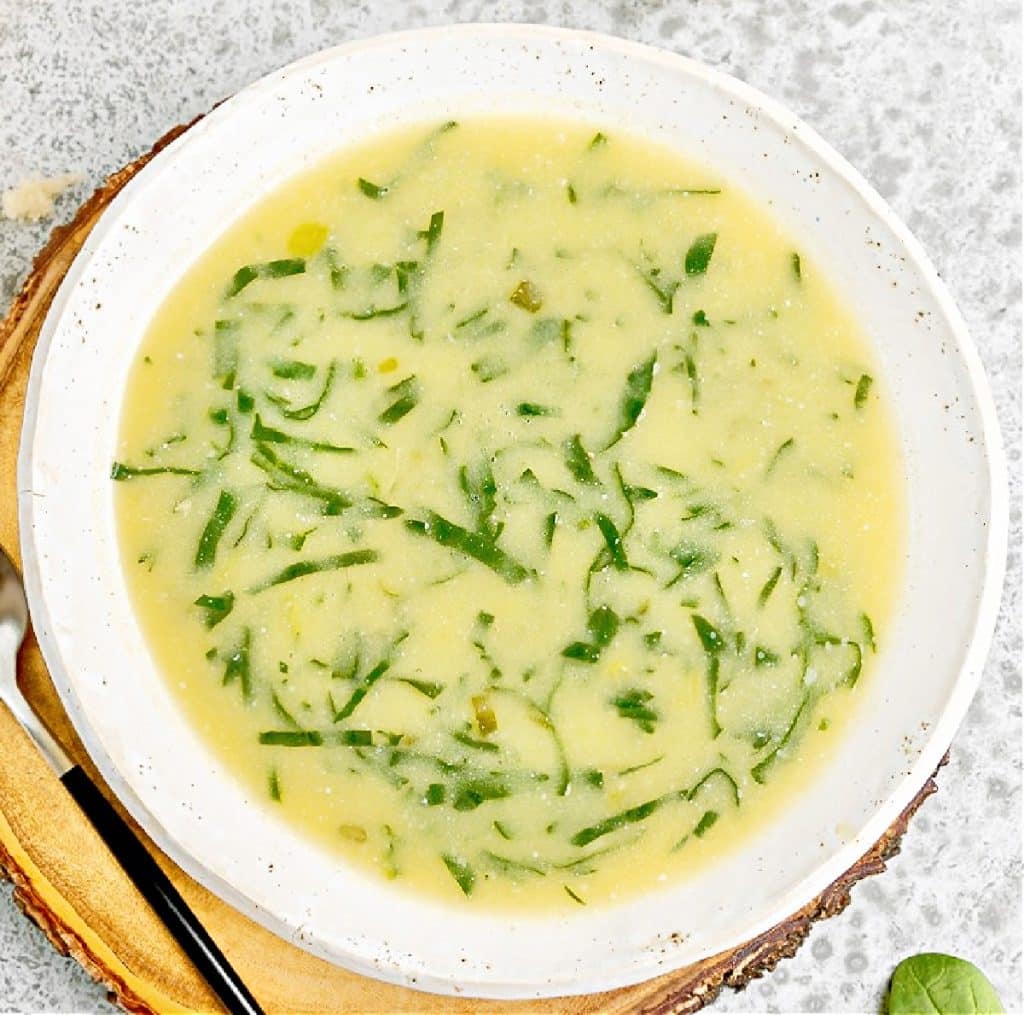 Julia Child's Cream of Spinach Soup ~ Potage Creme d'Epinards (Cream of Spinach Soup) described in Mastering the Art of French Cooking as, "...a lovely soup, and perfect for an important dinner." 