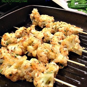 Spicy Grilled Cauliflower Kabobs | thiswifecooks.com