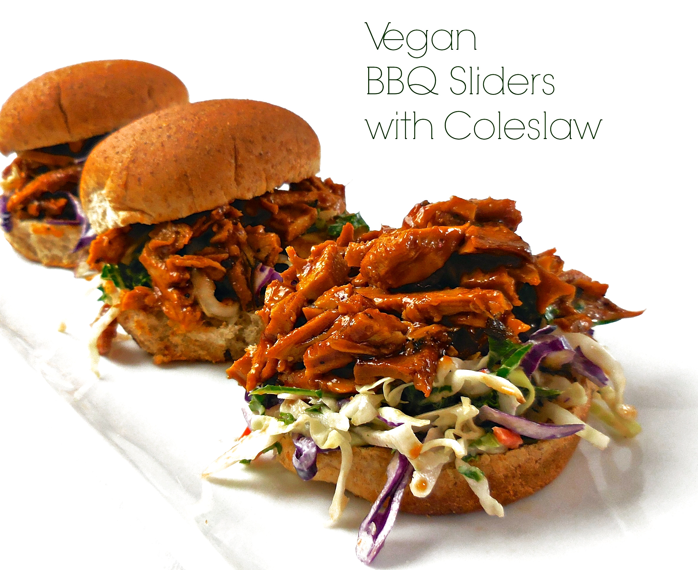 Slow Cooked Vegan BBQ Sliders with Coleslaw
