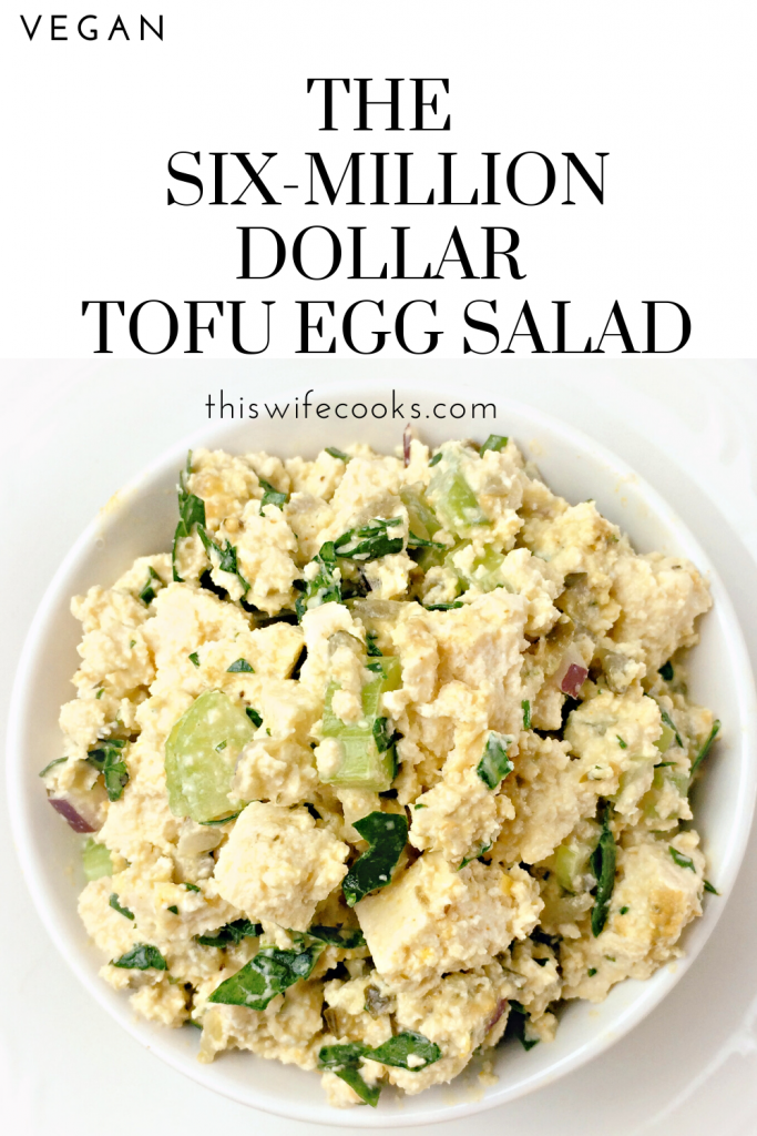 The Six-Million Dollar Tofu Egg Salad ~ Plant-based version of egg salad with extra-firm tofu, fresh veggies, and a perfectly seasoned dressing.