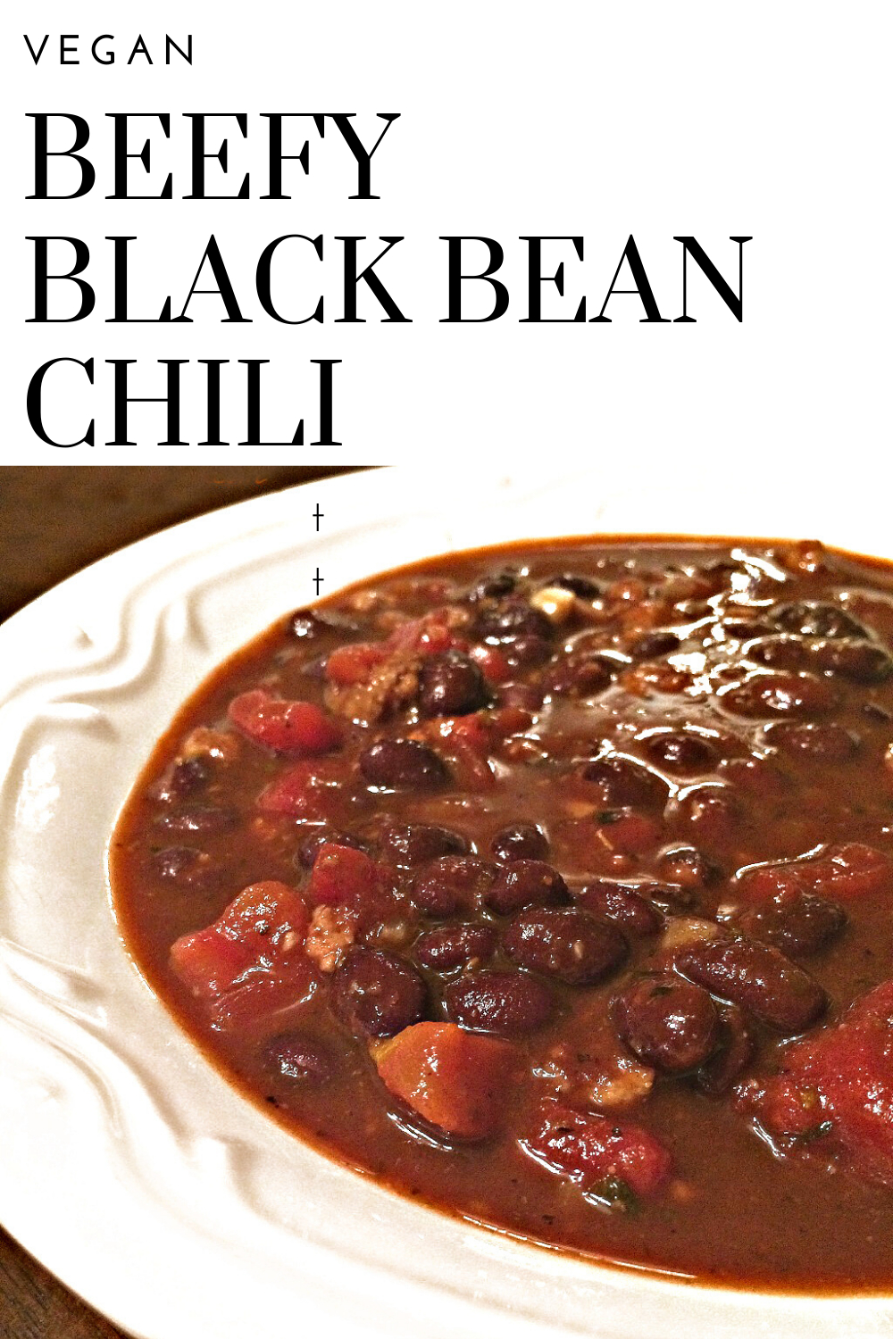 Beefy Black Bean Vegan Chili - A hearty bowl of deliciousness on the table in 30 minutes, easy. Serve on it's own or with your favorite toppings. via @thiswifecooks