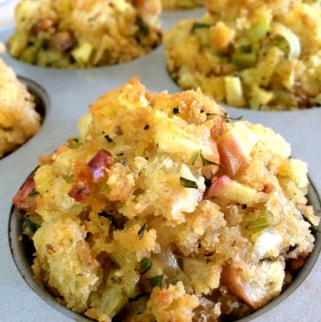 Sourdough Stuffing Muffins with Apple and Fresh Herbs
