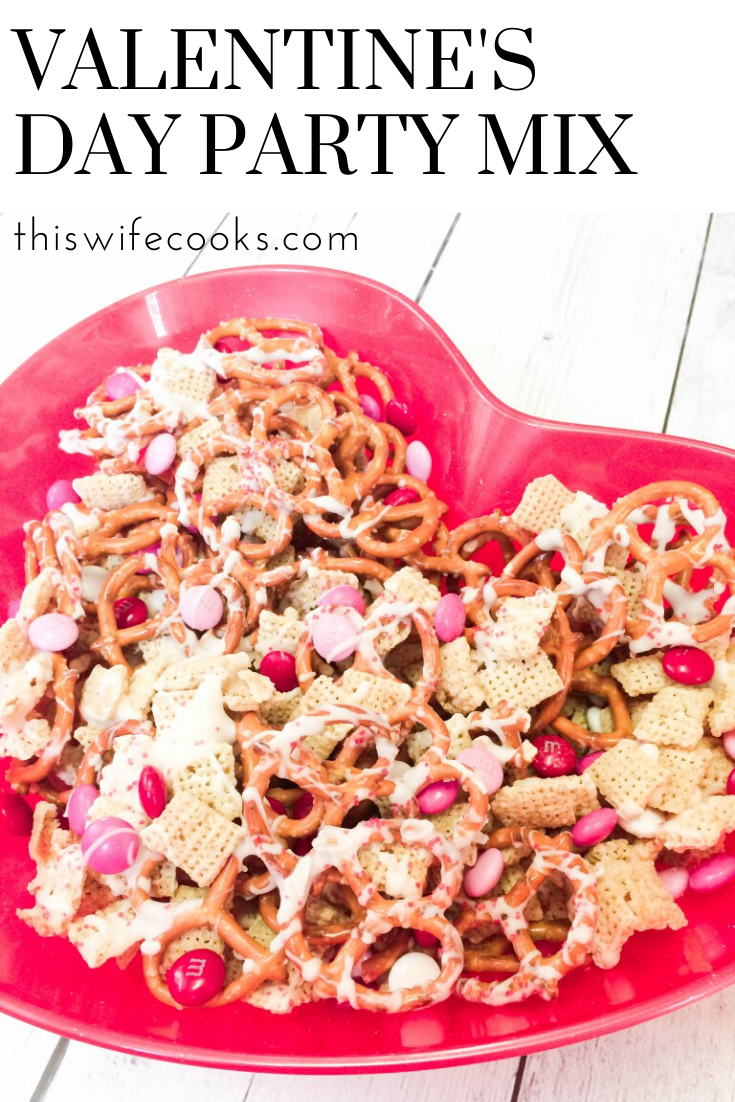 Valentine's Day Snack Mix - Sweet and salty goodness in every bite is what you get in this ridiculously easy and crazy addictive snack! via @thiswifecooks
