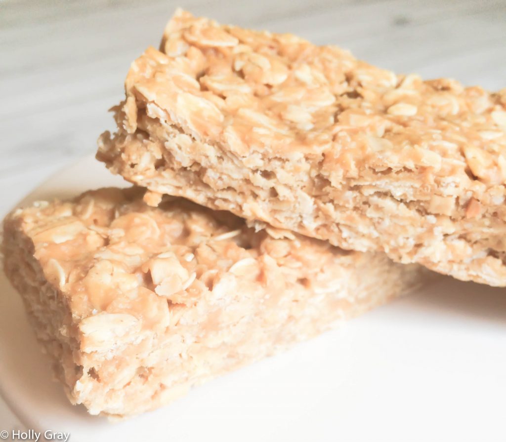 No-Bake Vegan Peanut Butter Honey and Oatmeal Bars - Just 3 ingredients and no baking required. The perfect on-the-go breakfast or after-school snack!