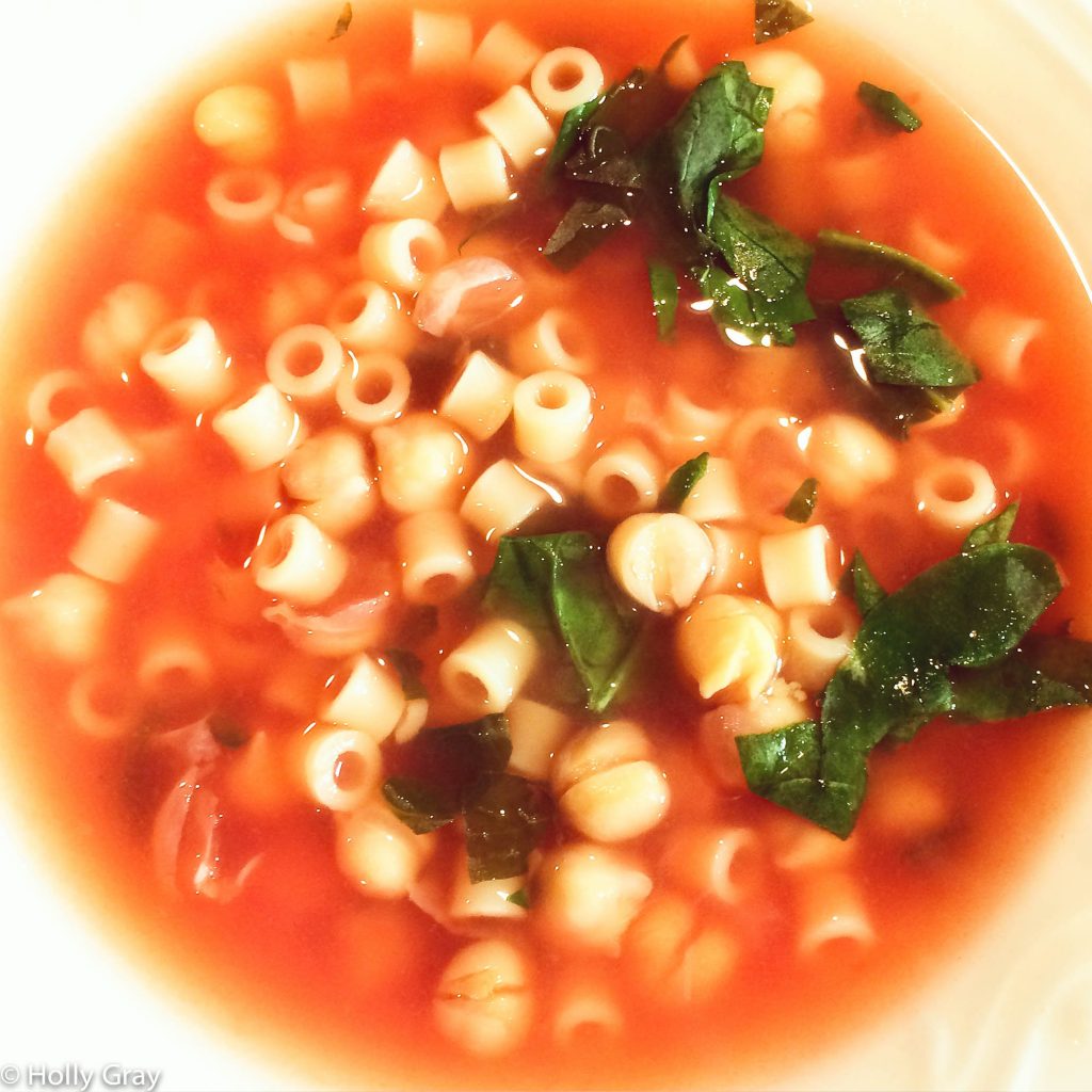 Chickpea and Pasta Soup with Spinach ~ Hearty without feeling heavy, this comforting soup combines the wholesome goodness of protein-rich chickpeas, perfectly cooked pasta, and nutrient-dense spinach in a savory homemade broth.