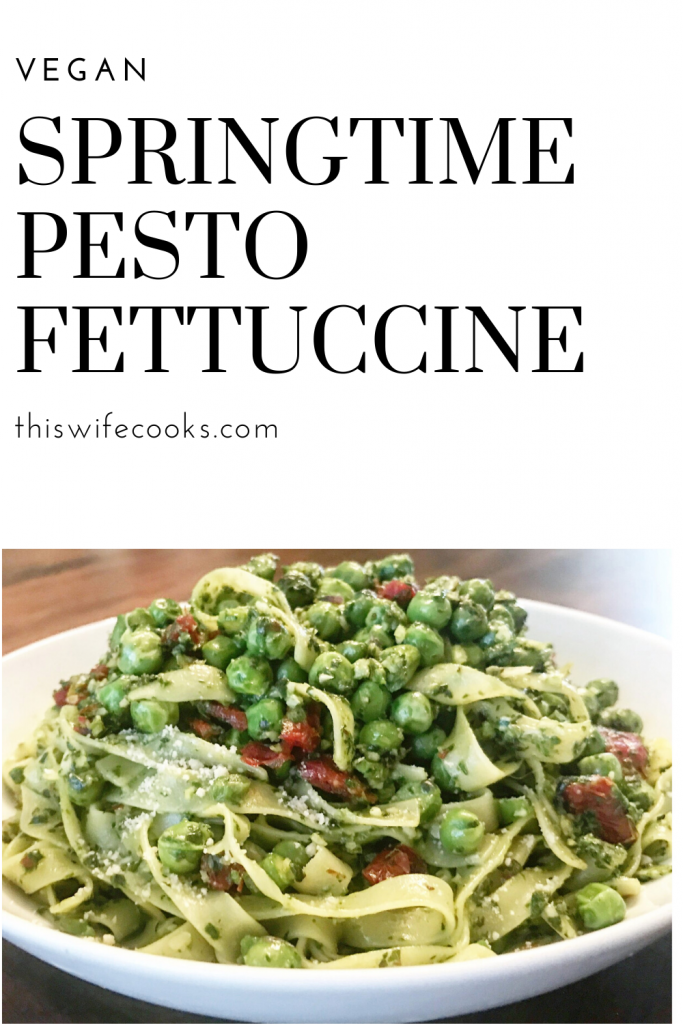 Springtime Pesto Fettuccine - Asparagus, peas, sun-dried tomatoes, and pesto make for a delicious springtime (anytime!) pasta dinner. Dairy-free and Vegan.
