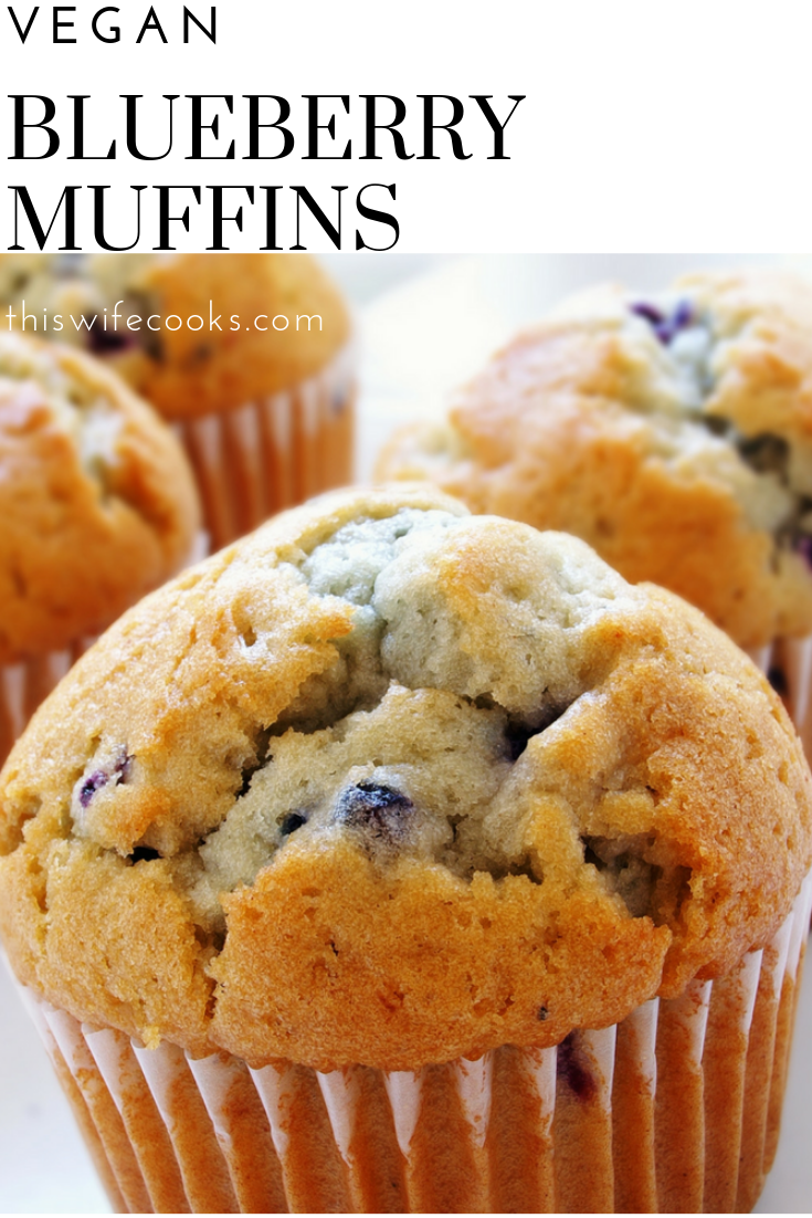 Vegan Blueberry Muffins! Dairy-free, vegan, and ready in 30 minutes! Perfect for packing in lunches or a quick breakfast on the go! via @thiswifecooks