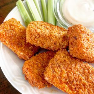 Crispy Air Fried Buffalo Tofu | thiswifecooks.com