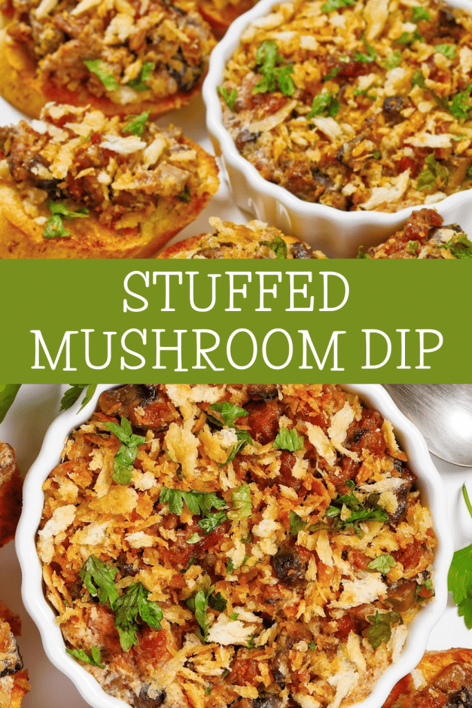 Stuffed Mushroom Dip ~ The bold and rich flavors of stuffed mushrooms in a creamy crowd-pleasing appetizer dip!