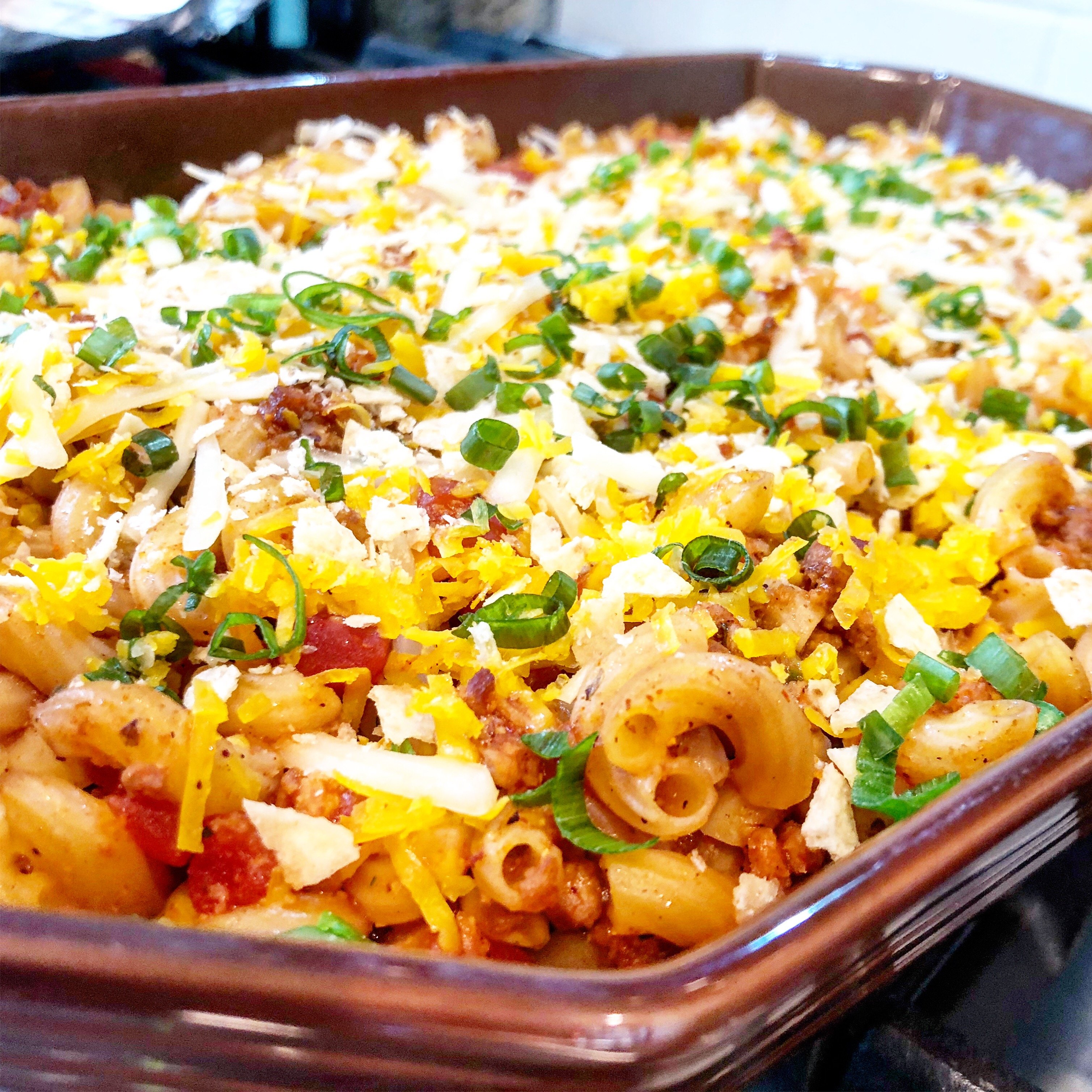 Vegan Chili Mac Casserole - A classic chili mac made with all plant-based ingredients. This one is sure to become a family favorite! via @thiswifecooks