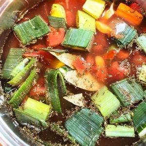 Easy 20 Minute Vegetable Broth |Ready in about 45 minutes, this recipe yields 1 quart of broth.