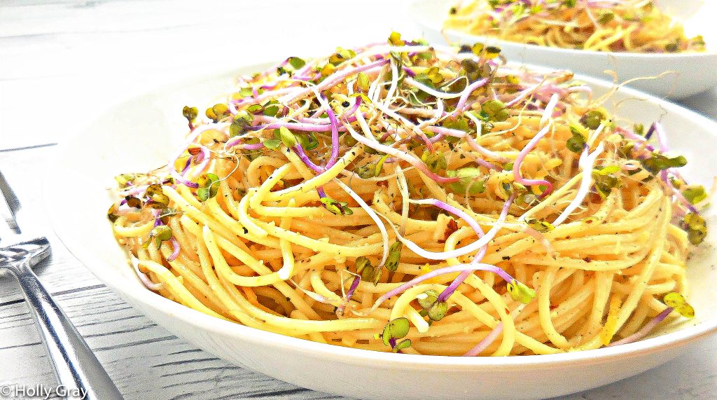 Lemon Capellini with Homemade Vegan Almond Parmesan - A quick and easy weeknight dinner or make-ahead for a potluck with friends.