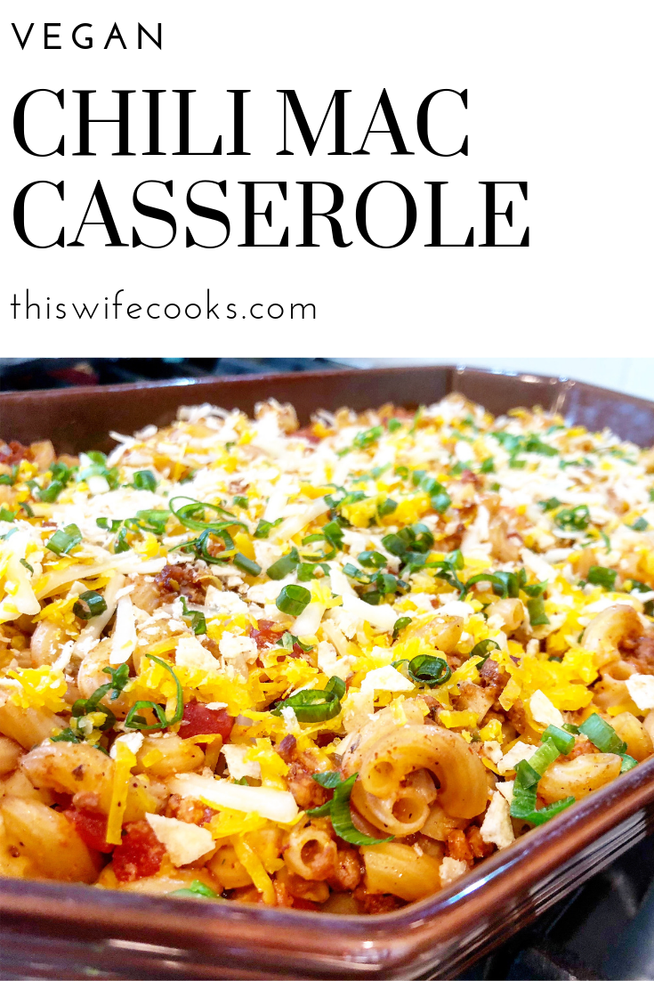 Vegan Chili Mac Casserole - A classic chili mac made with all plant-based ingredients. This one is sure to become a family favorite! via @thiswifecooks
