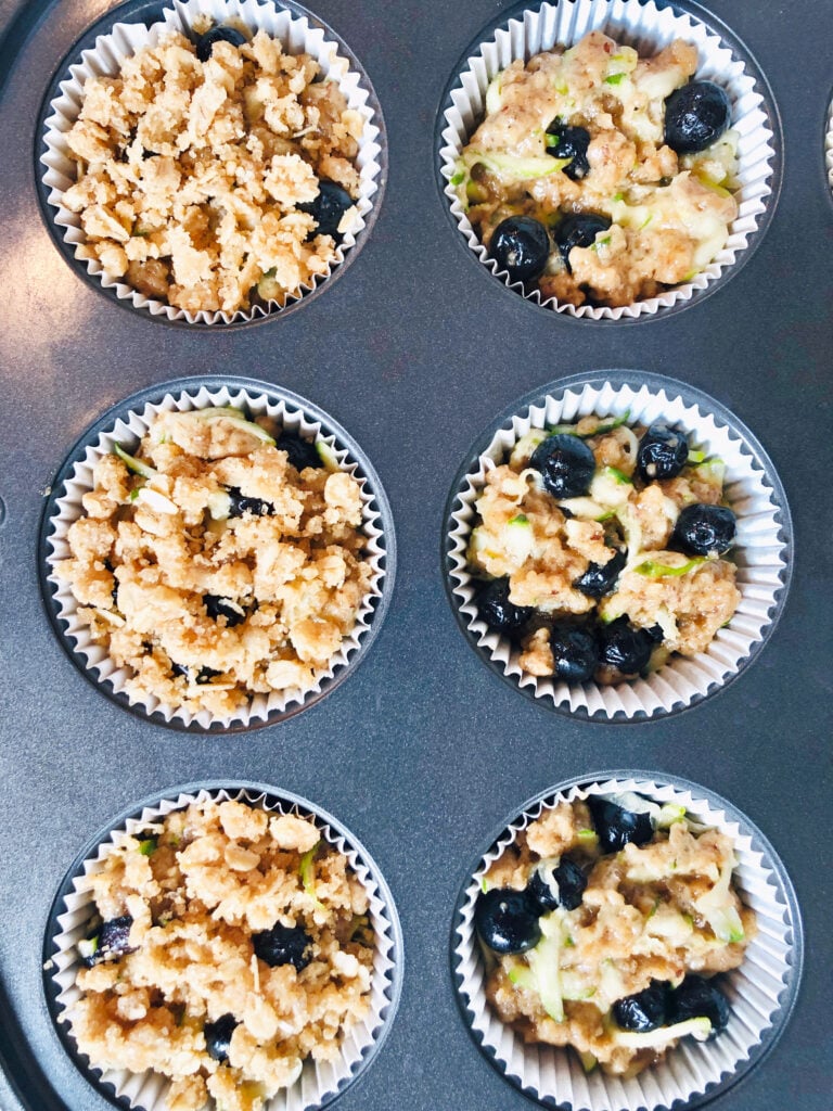 Blueberry and Zucchini Muffins with Streusel Topping | Easy | Dairy Free | Vegan