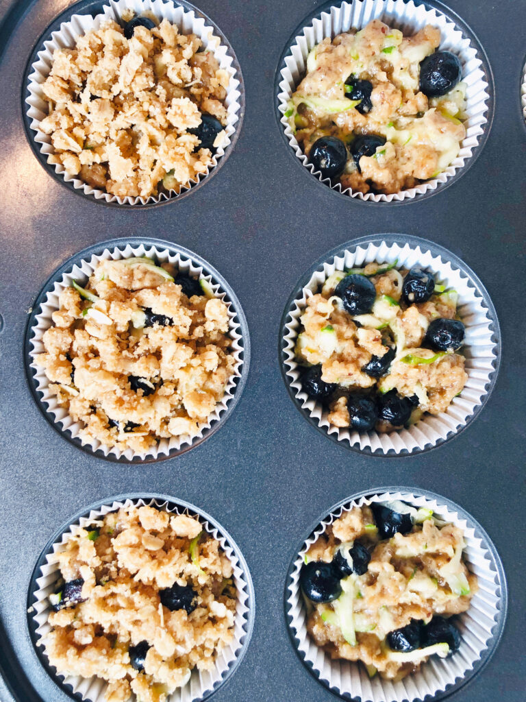 Blueberry and Zucchini Muffins with Streusel Topping | Easy | Dairy Free | Vegan