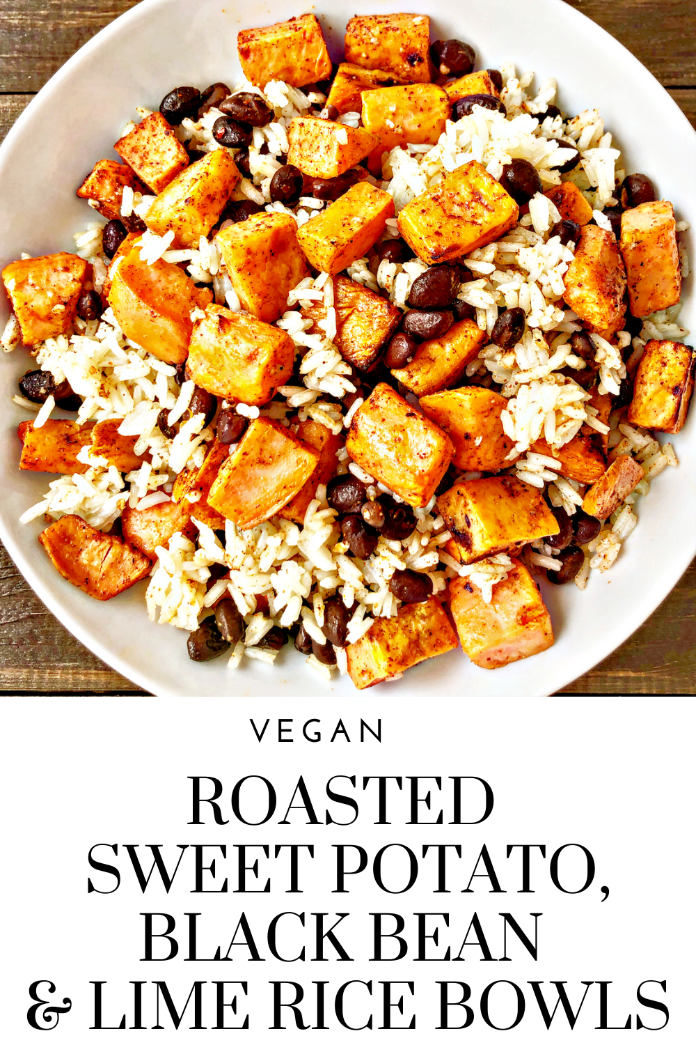 Roasted Sweet Potato, Black Bean & Lime Rice Bowls - A colorful, tasty, satisfying, protein-packed, budget friendly meal on the table in about 30-40 minutes. via @thiswifecooks