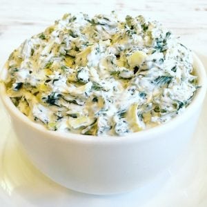 5-Ingredient Vegan Spinacn and Artichoke Dip - A classic make-ahead spinach and artichoke dip, perfect for holidays, potlucks, and parties!