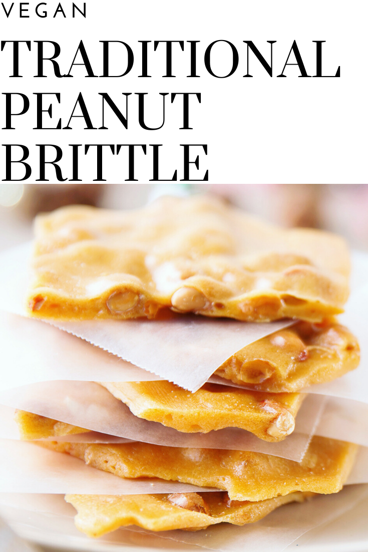 Traditional Vegan Peanut Brittle - This classic holiday candy is easy to make and does not require refrigeration making it perfect for gifting! via @thiswifecooks