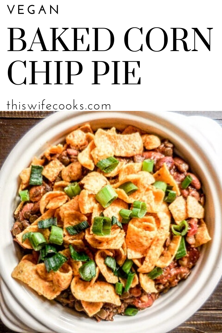 Vegan Corn Chip Pie - A hearty and baked crowd-pleasing version of the cold weather and Game Day classic! via @thiswifecooks