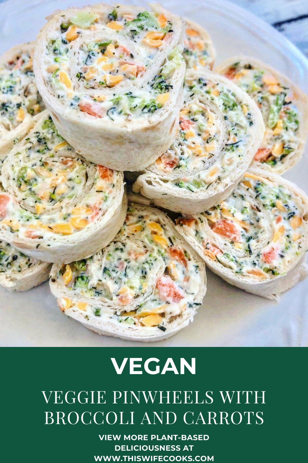 Vegan Veggie Pinwheels with Broccoli & Carrots  via @thiswifecooks