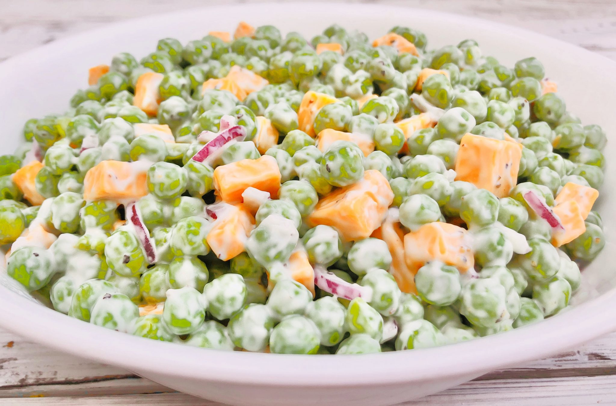 Green Pea and Cheddar Salad - Vegan - This Wife Cooks