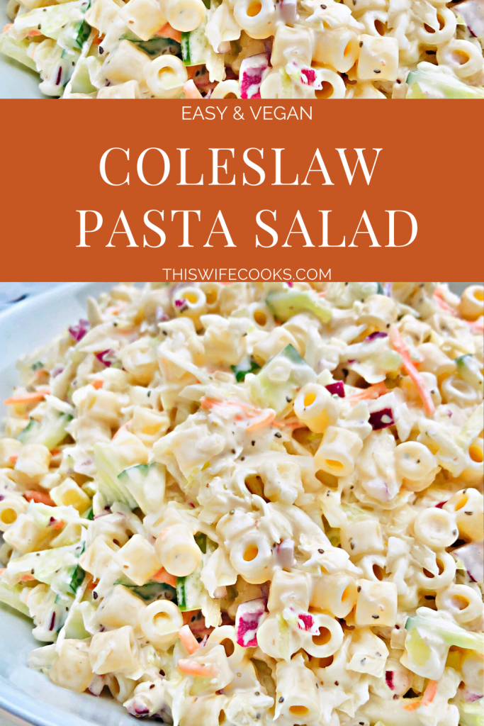 Coleslaw Pasta Salad - An easy, make-ahead side dish recipe perfect for backyard barbecues, potlucks, and holiday gatherings!