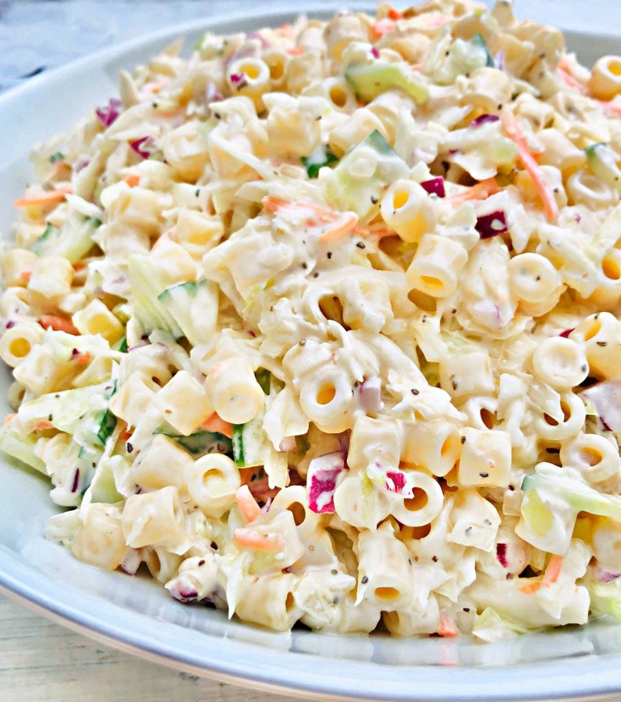 Coleslaw Pasta Salad - An easy, make-ahead side dish recipe perfect for backyard barbecues, potlucks, and holiday gatherings!