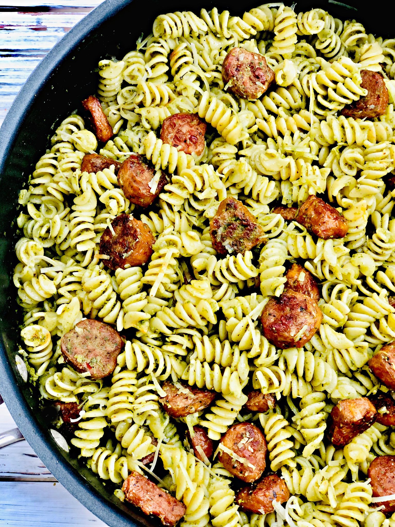 Pesto Pasta with Sausage Vegan Recipe This Wife Cooks™