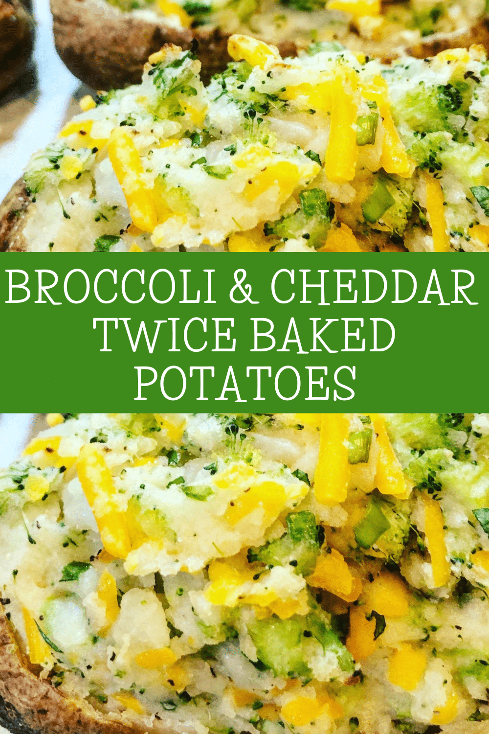 Twice Baked Potatoes ~ Crisp potato skins stuffed with broccoli and cheese mashed potatoes. Vegetarian or Vegan. via @thiswifecooks