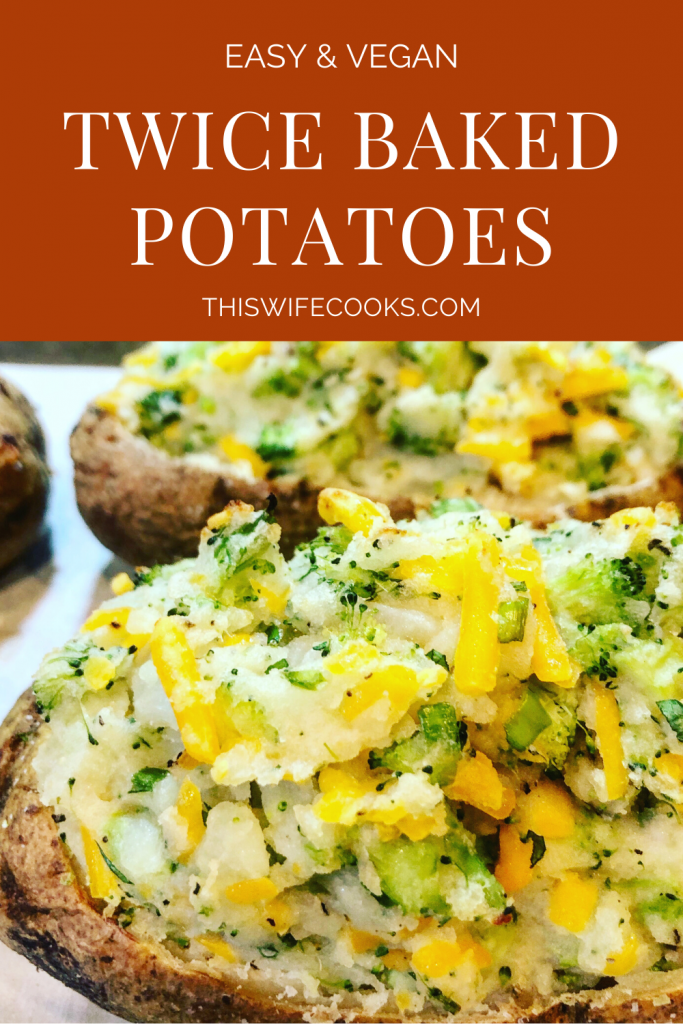 Vegan Twice Baked Potatoes -  A simple and savory, crowd-pleasing comfort food classic! Easy to make and knocks the socks off plain baked potatoes any day!