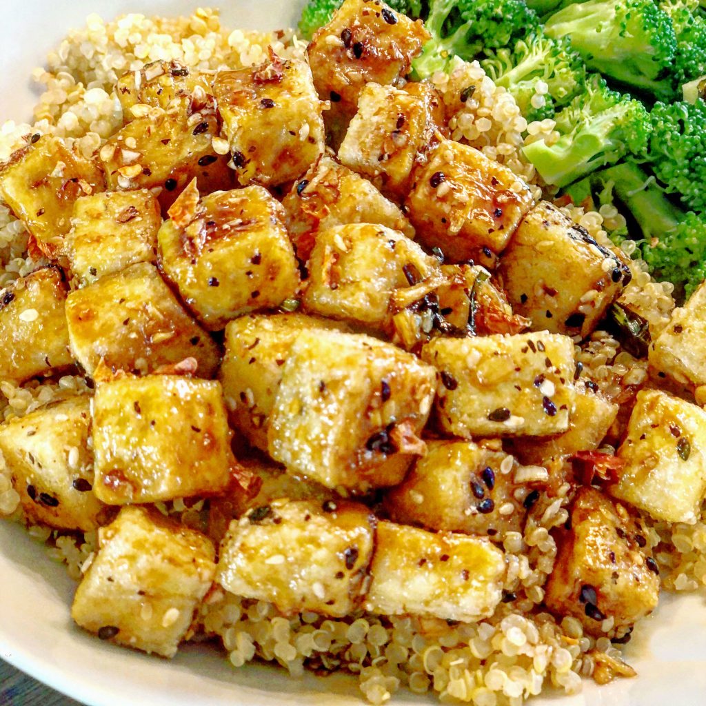 General Tso's crispy pan-fried tofu tossed in a sweet garlic and ginger sauce. Super easy to make and ready to serve in less time than it takes to get takeout!