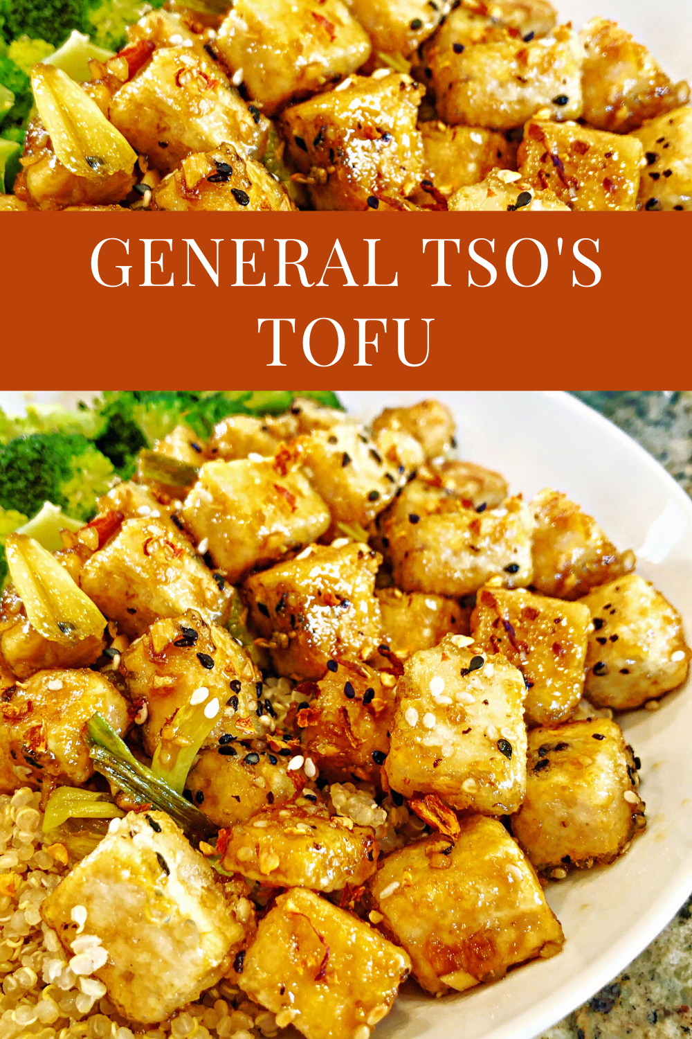 General Tso's crispy pan-fried tofu tossed in a sweet garlic and ginger sauce. Super easy and ready to serve in less time than it takes to get takeout! via @thiswifecooks