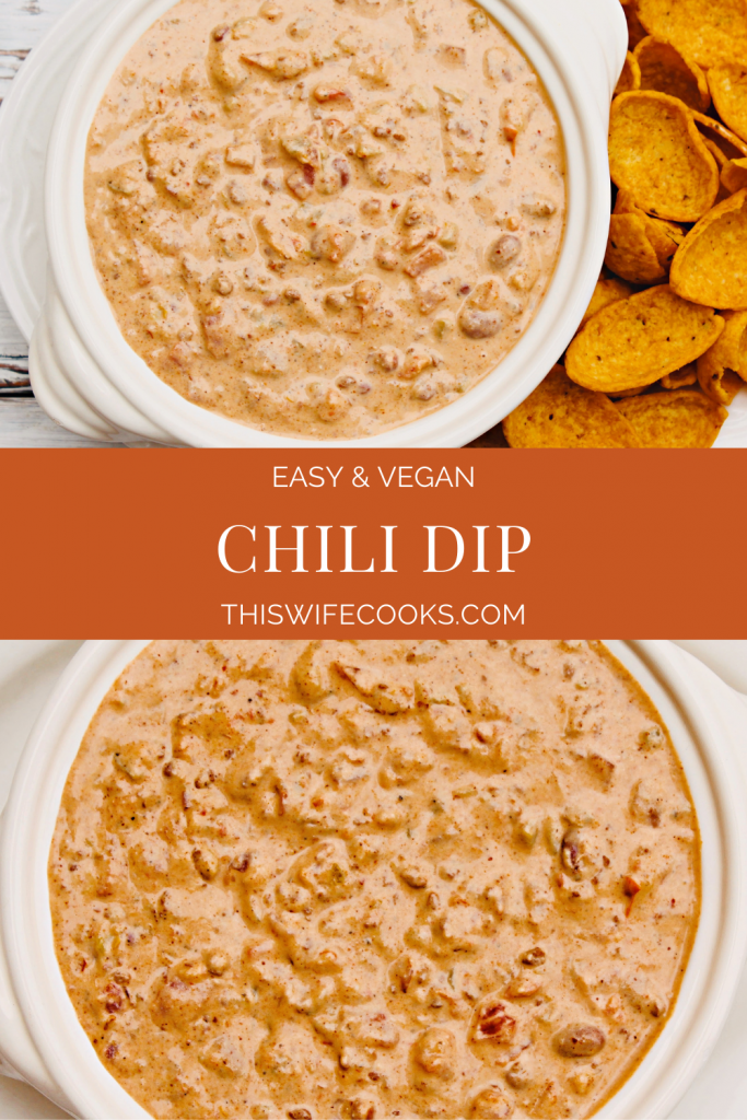 Chili Dip ~ Need a quick and easy game day or movie night snack? This crowd-pleasing dip is ready to serve in 10 minutes or less!