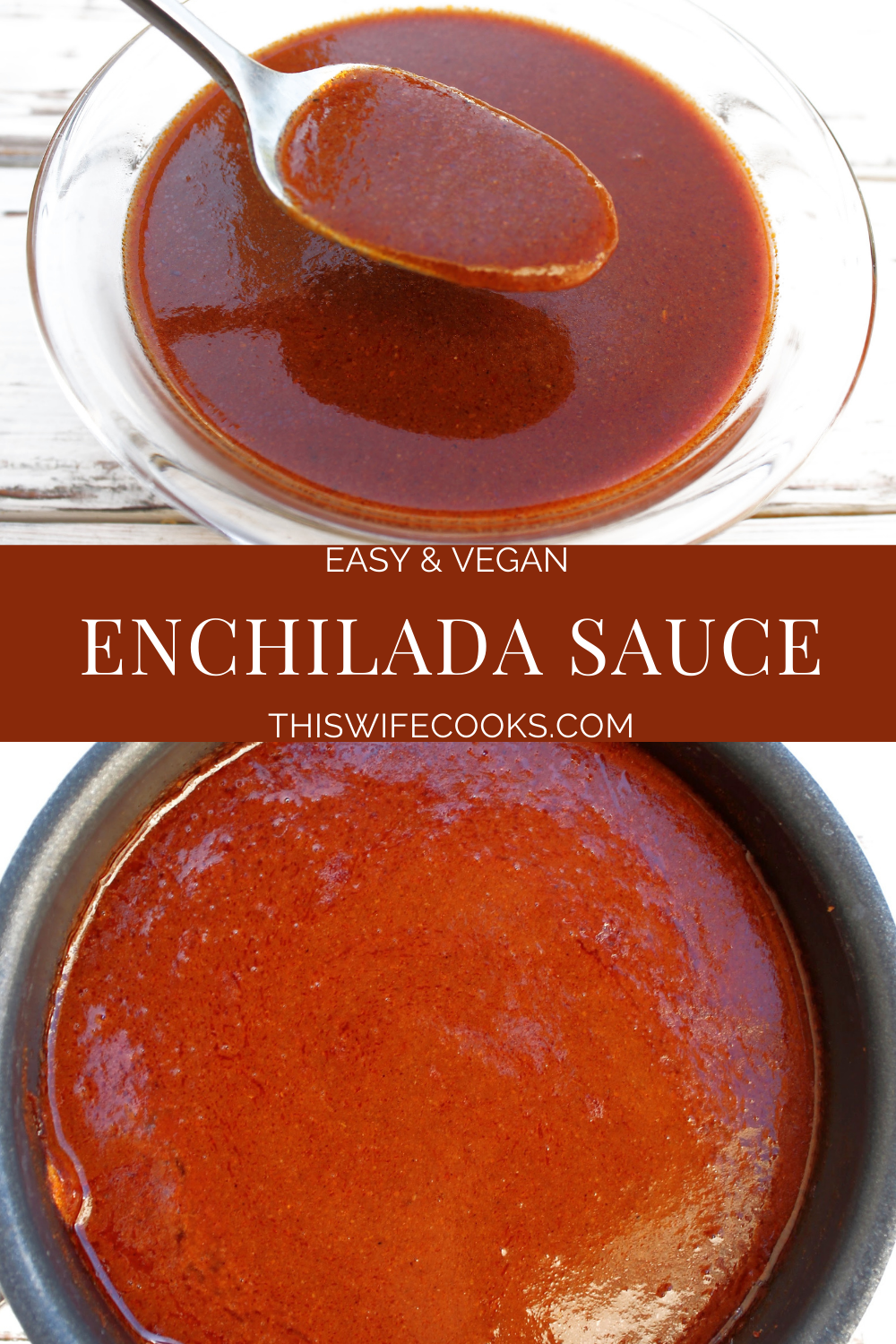 Red Enchilada Sauce ~ A few simple ingredients and about 15 minutes are all you need to whip up a batch of bold-flavored enchilada sauce that will have you ditching the canned stuff for good! via @thiswifecooks