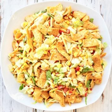 Corn Chip Taco Salad ~ This classic summer salad is great for casual dinners and potlucks. Ready to serve in about an hour.