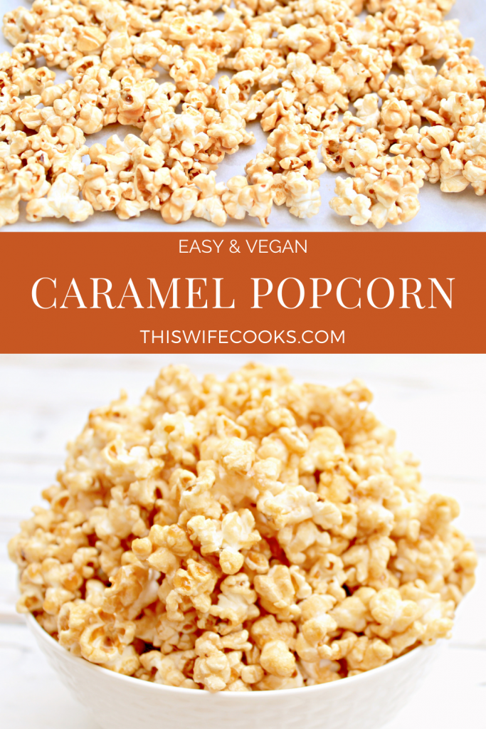 Homemade caramel popcorn is a deliciously addictive snack, easy to make with 7 simple ingredients, and great for gifting!