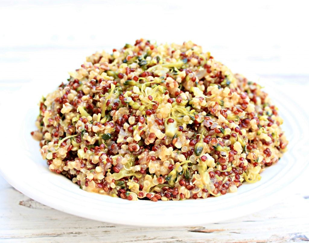 Cheesy Broccoli Quinoa ~ An easy, one-pot, stovetop dish that packs a nutritional punch with fresh broccoli and protein-rich quinoa. Dairy-free cheddar cheese adds a subtle creaminess to this healthy alternative to traditional broccoli rice casserole.