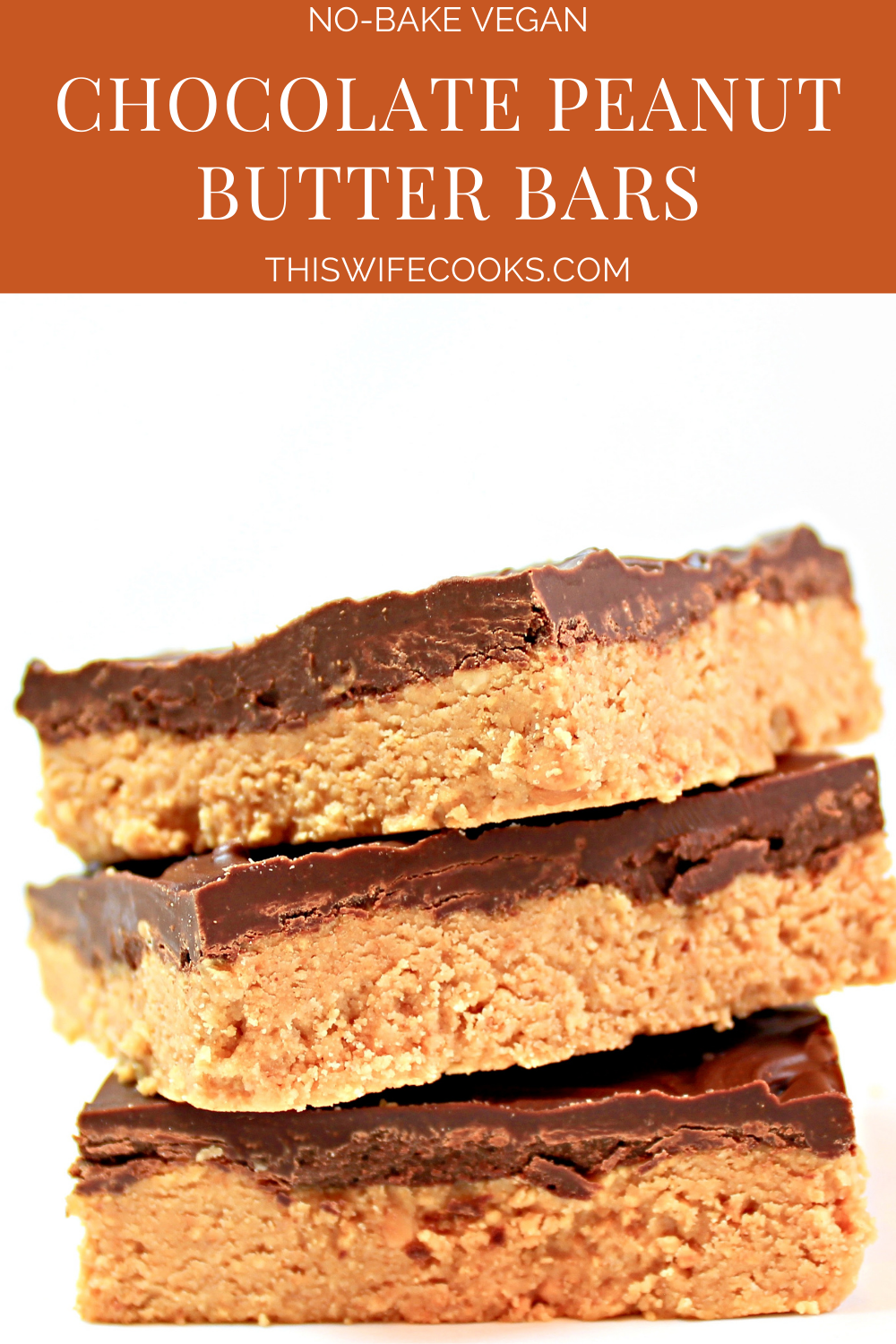 Chocolate Peanut Butter Bars ~ 5 ingredients! If you like Reese's peanut butter cups, you are going to love this easy, homemade, no-bake version of the classic candy!  via @thiswifecooks