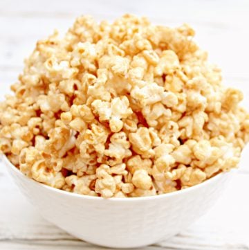 Homemade caramel popcorn is a deliciously addictive snack, easy to make with 7 simple ingredients, and great for gifting!
