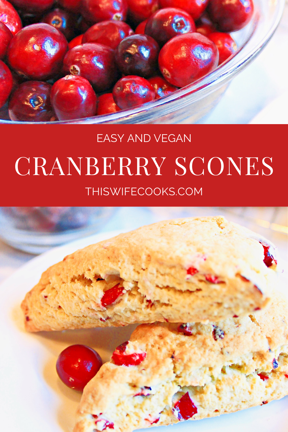 To turn these into Cranberry-Orange scones:

Add a little citrusy flair by stirring in 2 teaspoons orange zest along with the cranberries.

Want to add a glaze?

Stir together 1/2 cup + 2 tablespoons powdered sugar and 1 tablespoon orange juice.

Drizzle over baked scones and allow glaze to dry before serving. via @thiswifecooks