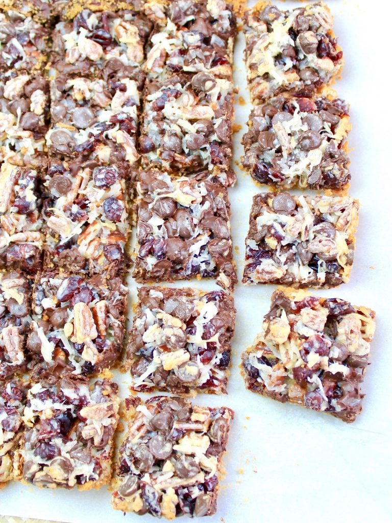 Magic Cookie Bars ~ 7 ingredients are all you need to make this dairy-free and vegan holiday dessert classic!