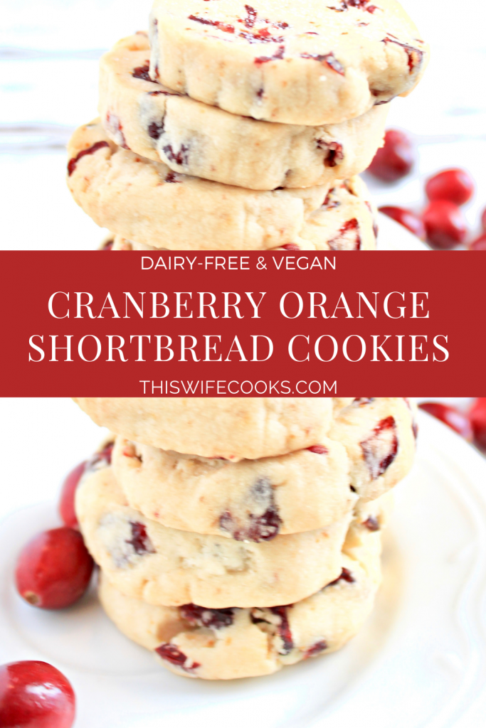 Cranberry Orange Shortbread Cookies ~ Classic fall and holiday flavors in a buttery, easy to make, slice and bake cookie. Perfect for gifting!