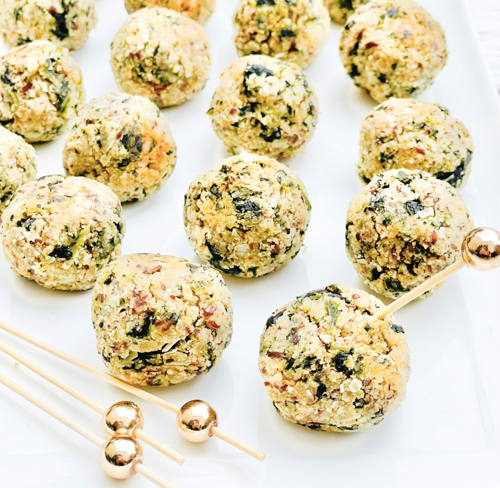 Spinach Parmesan Balls ~ An easy, crowd-pleasing appetizer made with all plant-based ingredients!