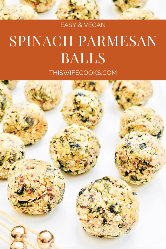 Spinach Parmesan Balls ~ An easy and savory, crowd-pleasing appetizer made with all plant-based ingredients!